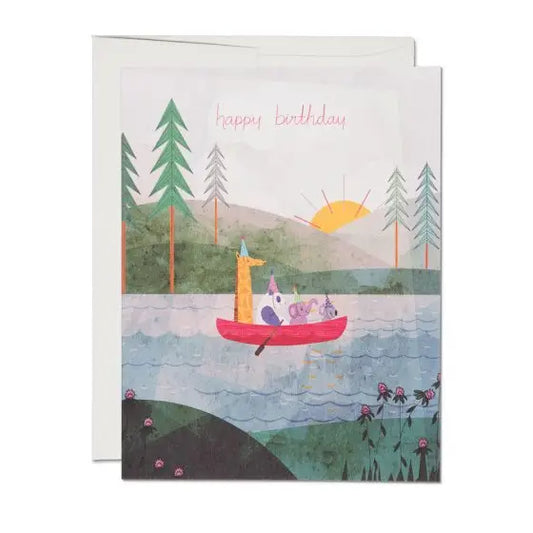 Four Canoe Birthday Card