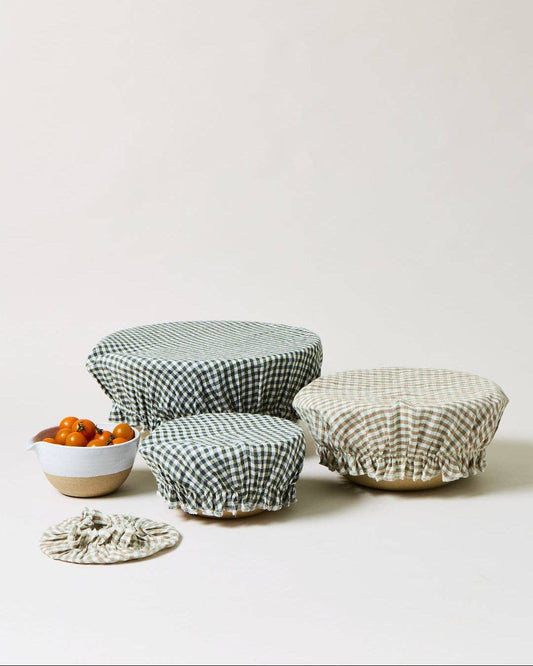 Farmhouse Gingham Linen - Bowl Cover Set of 4