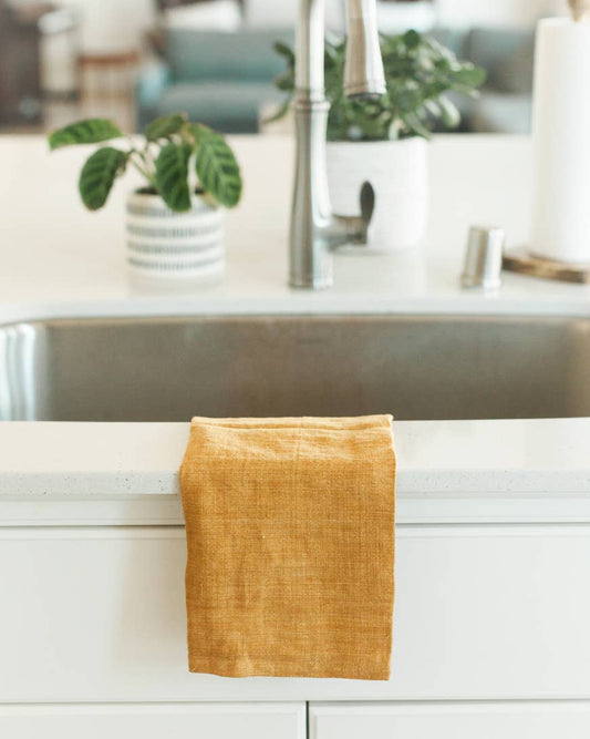 Stone Washed Linen Tea Towel | 18" x 26": Blush