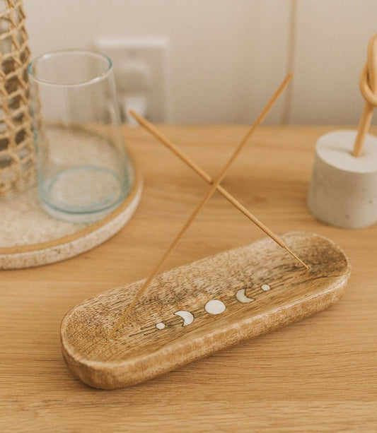 Indukala Moon Phase Double Incense Holder - Mother of Pearl