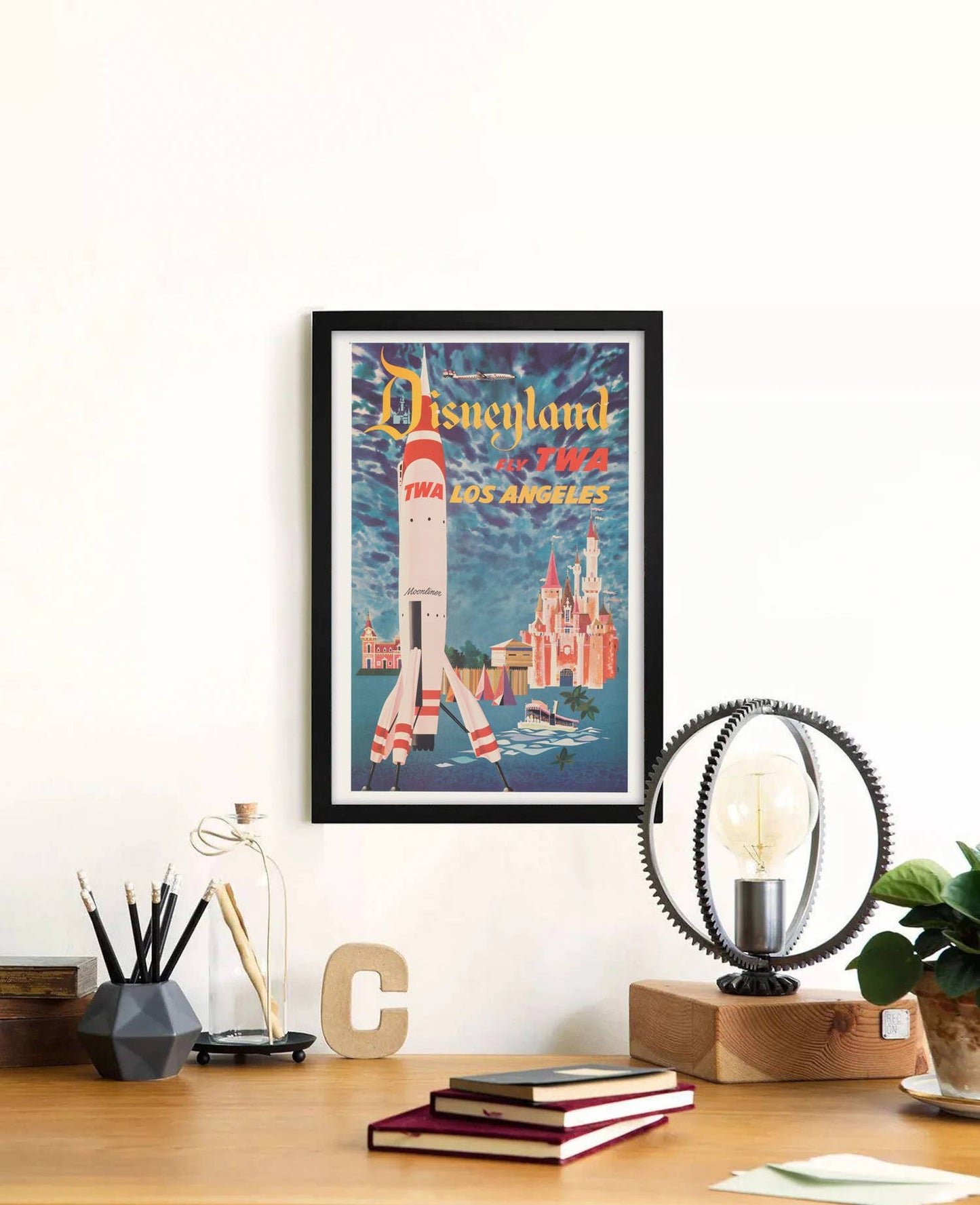 Fly TWA (Los Angeles, Disneyland) 1955 Poster: Unframed / 12×18