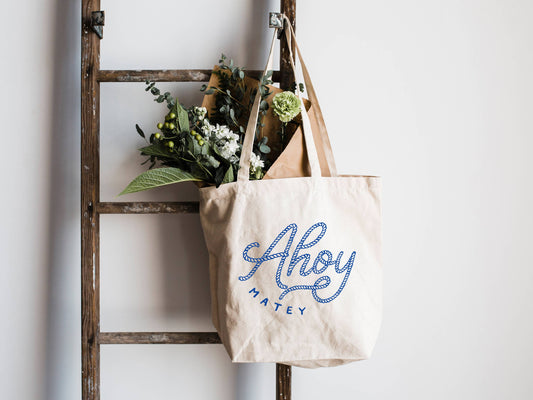 Ahoy Matey Cotton Canvas Tote Bag