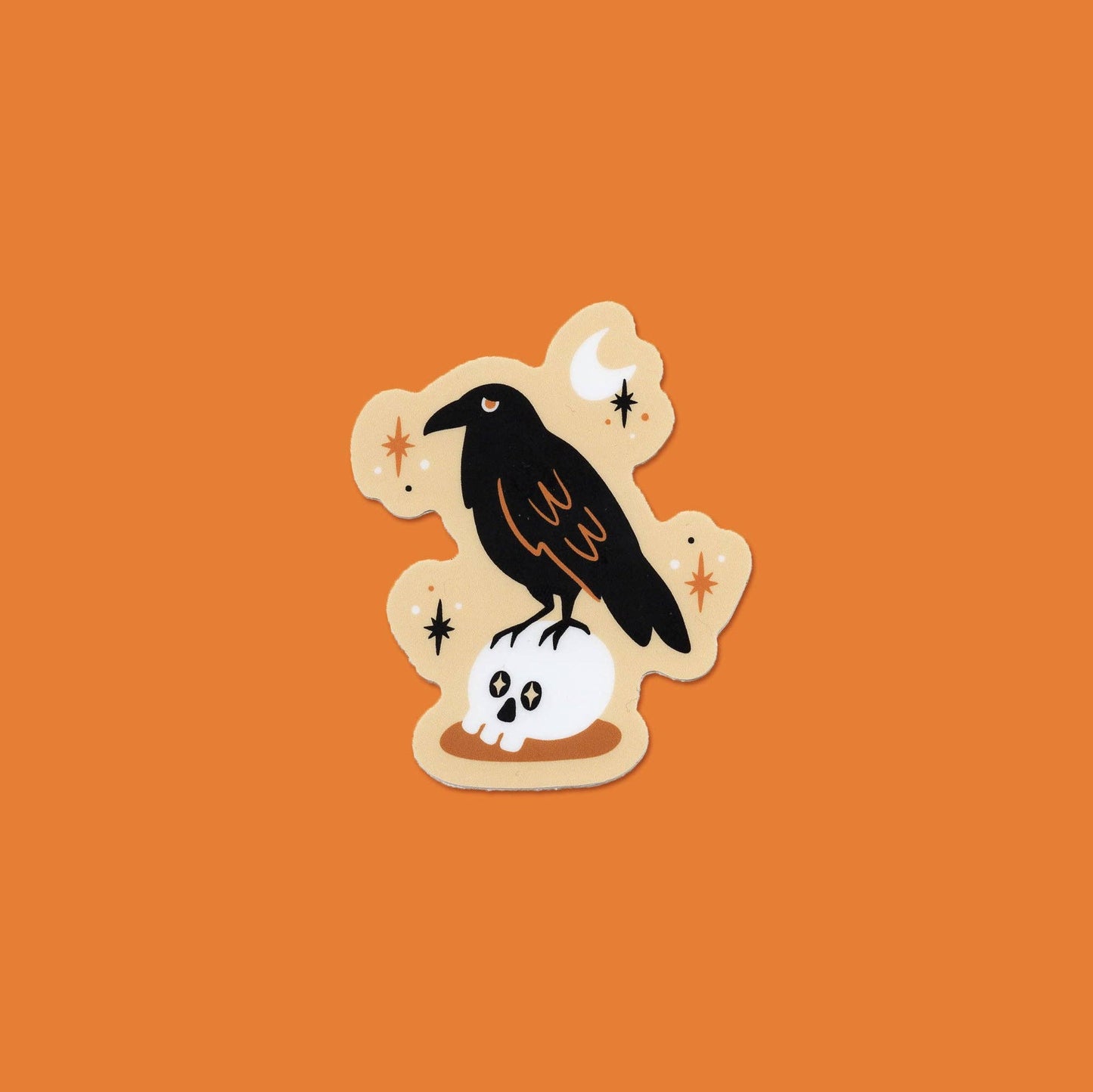 Spooky Raven and Skull Vinyl Sticker