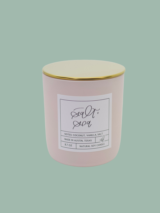 Salt + Sea Spring Candle: 8.7oz (Coconut, Vanilla, Salt)