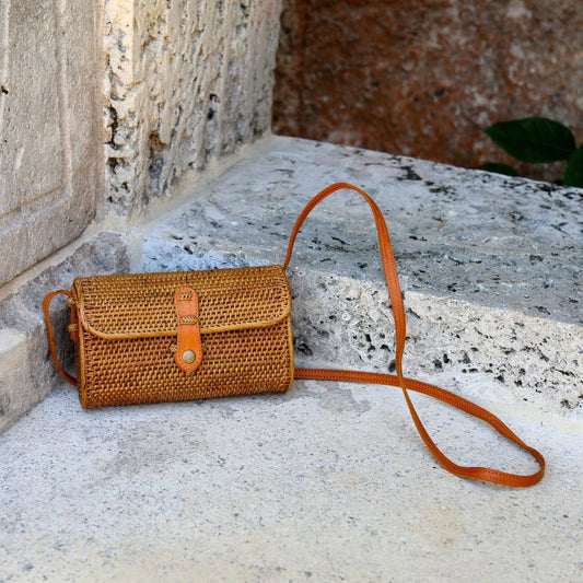 Bali Rattan Crossbody Bag - Small Mailer Bag