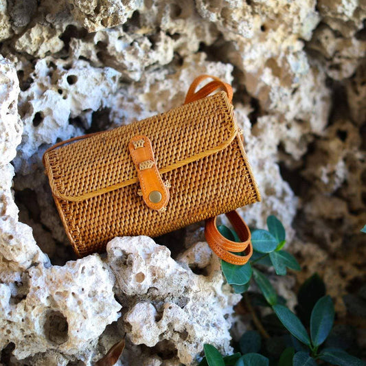 Bali Rattan Crossbody Bag - Small Mailer Bag