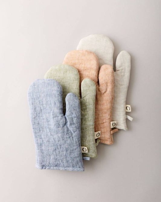Washed Linen Oven Mitt: Indigo / Single