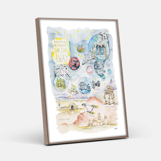 Star Galaxy Watercolor Story Map Art Print: 11” x 14”