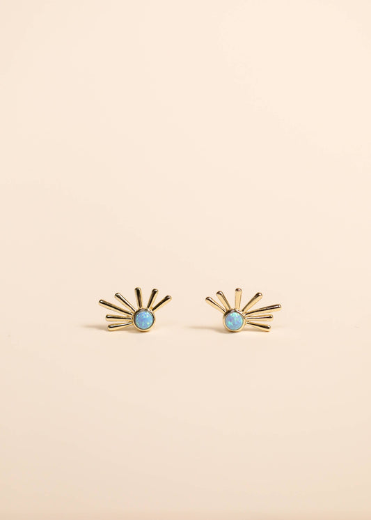 Sun Ray - Fire Opal - Gold Earrings