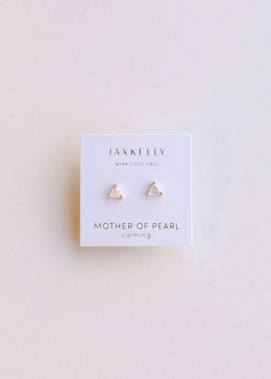 Mini Energy Gem - Mother of Pearl - Gold Earrings