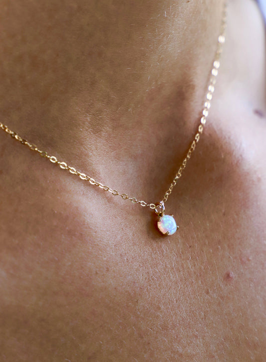 OPAL DROP NECKLACE: Gold
