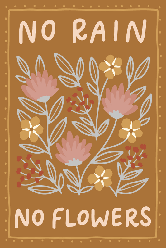 No Rain, No Flowers Floral Vinyl Sticker
