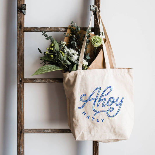 Ahoy Matey Cotton Canvas Tote Bag