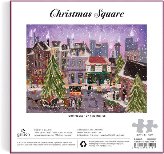 Joy Laforme Christmas Square 1000 Piece Puzzle in Square Box