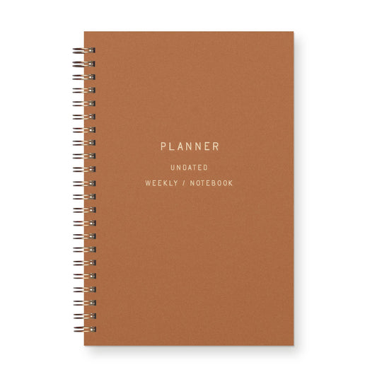 Standard Type Undated Weekly Planner Journal: Copper Cover | White Ink