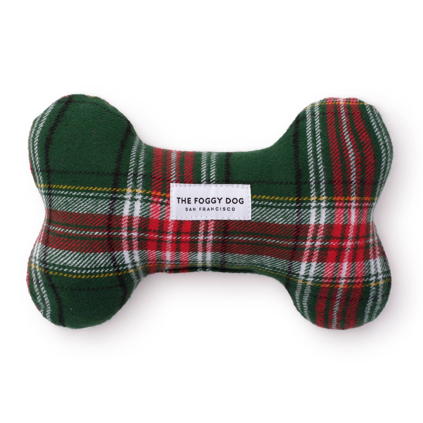 Holly Jolly Plaid Flannel Holiday Dog Squeaky Toy