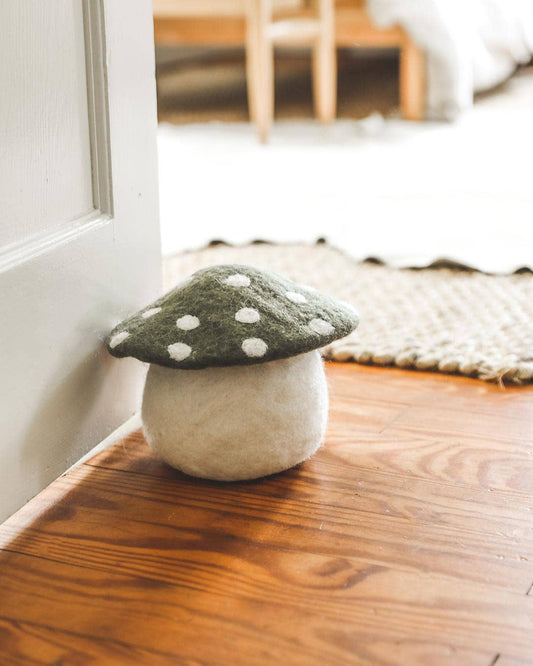 Artisan Felted Mushroom Doorstop: Blush