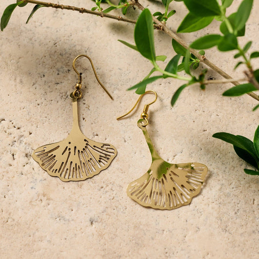 Ginkgo Leaf Dangle Earrings