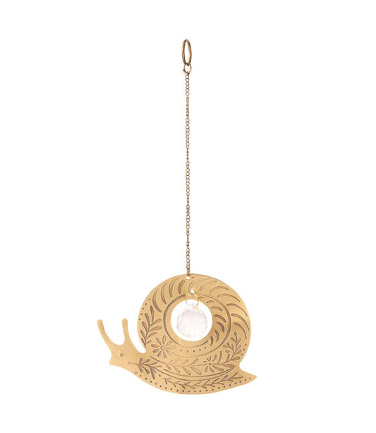 Surya Snail Engraved Brass Suncatcher