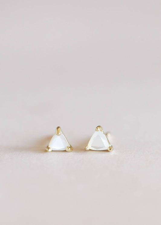 Mini Energy Gem - Mother of Pearl - Gold Earrings