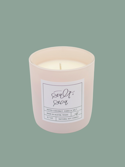 Salt + Sea Spring Candle: 8.7oz (Coconut, Vanilla, Salt)