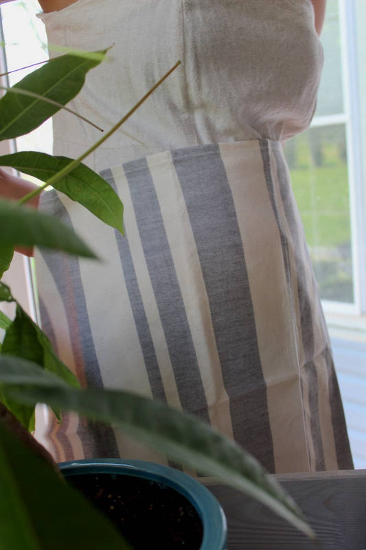 Organic Cotton Kitchen Towels in Broad Gray Stripe-Set of 2