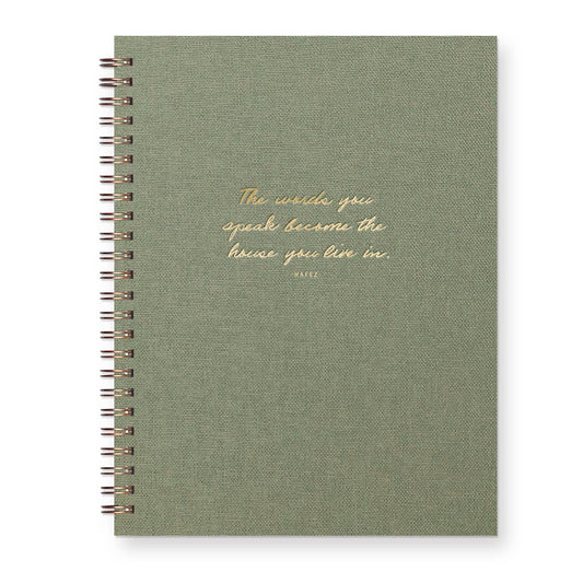 Words You Speak Journal: Lined Notebook: Sage Green Linen Cover | Gold Foil