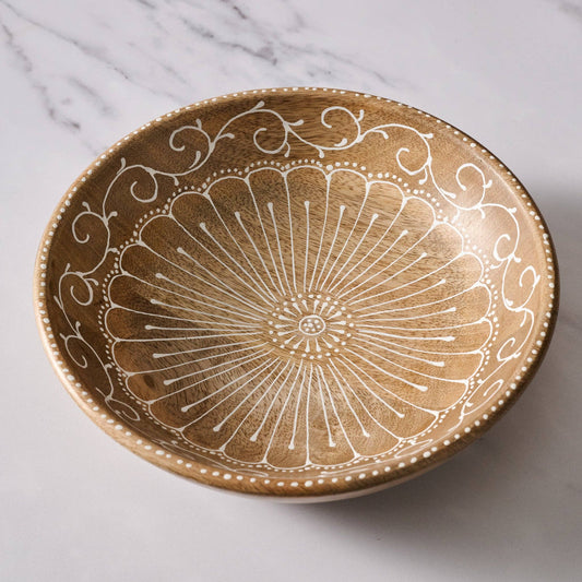 Aiza Handpainted Mango Wood Bowl