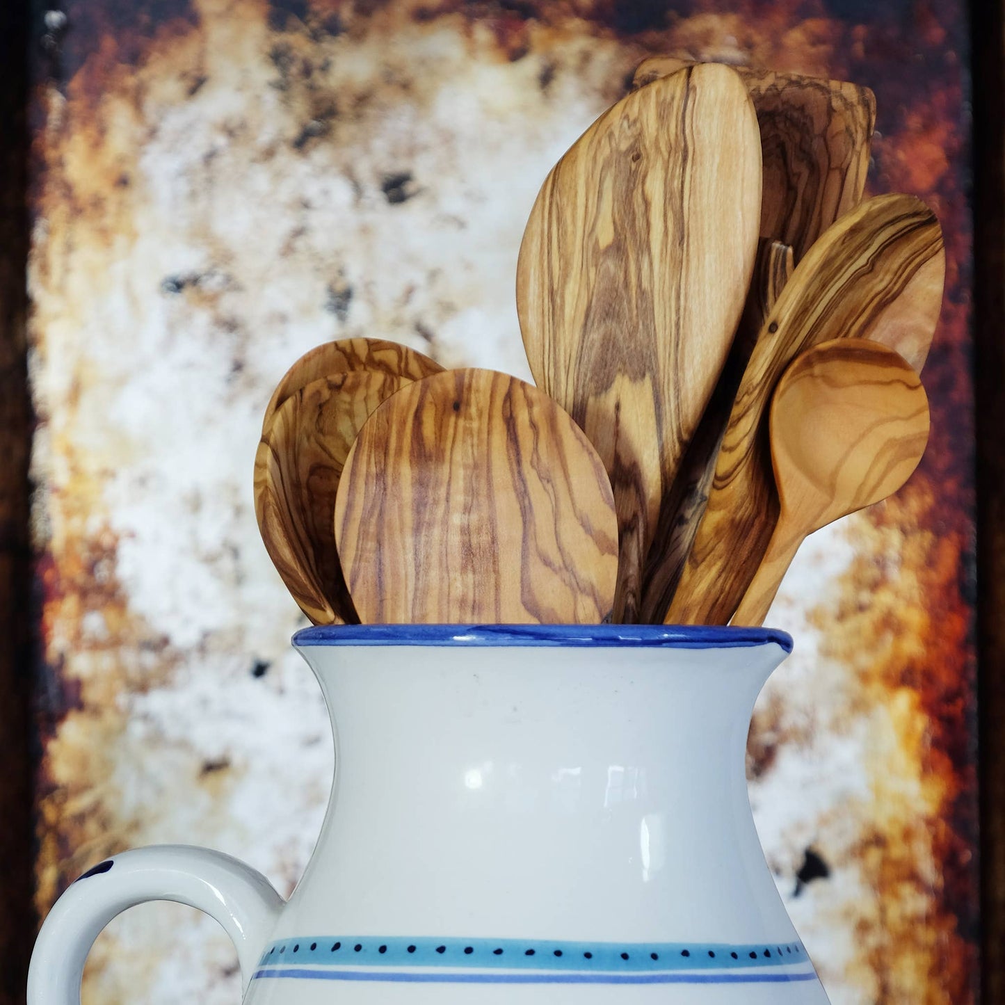 10" Deep Olive Wood Serving Spoon