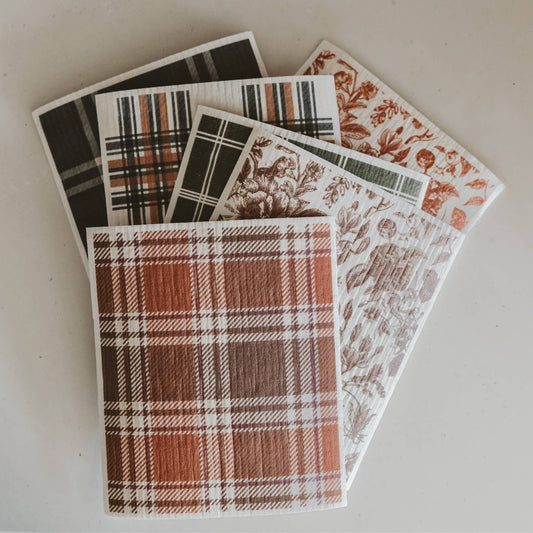 Fall Pattern Swedish Dishcloths, Set of 6 - Fall Decor