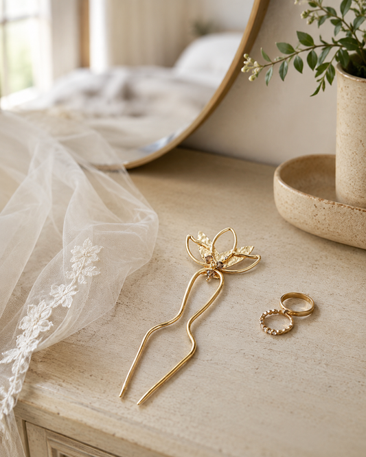 Kairavini Lotus Hair Pin - Gold