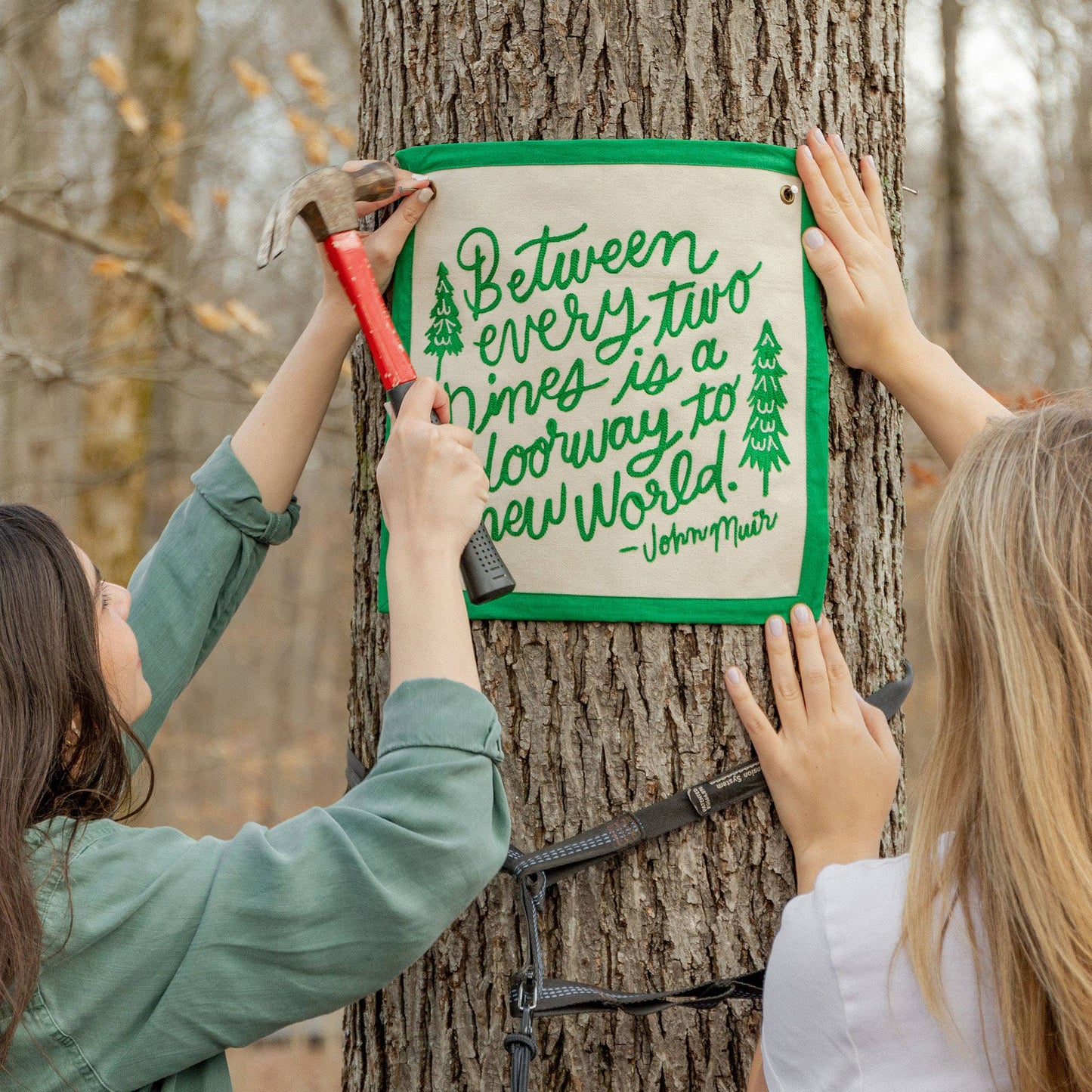 Pines Embroidered Canvas Banner