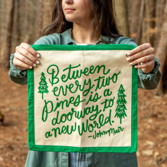 Pines Embroidered Canvas Banner