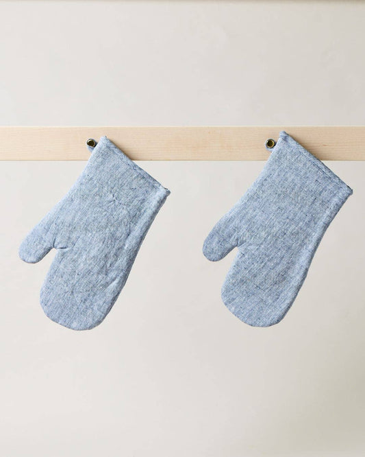 Washed Linen Oven Mitt: Indigo / Single