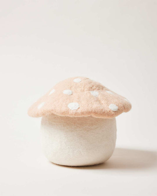 Artisan Felted Mushroom Doorstop: Blush