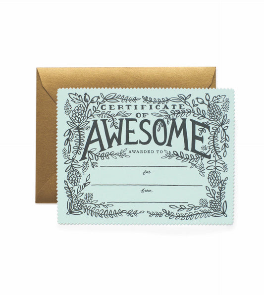 Certificate of Awesome card