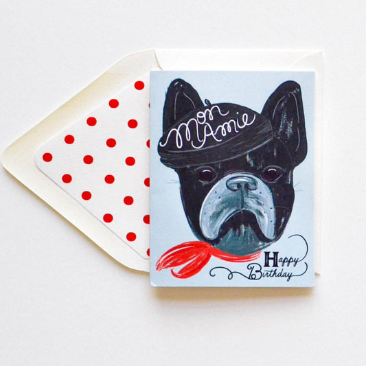 Mon Amie French Bull Dog Birthday Card