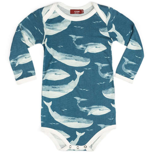 Milkbarn Long Sleeve Blue Whale One Piece