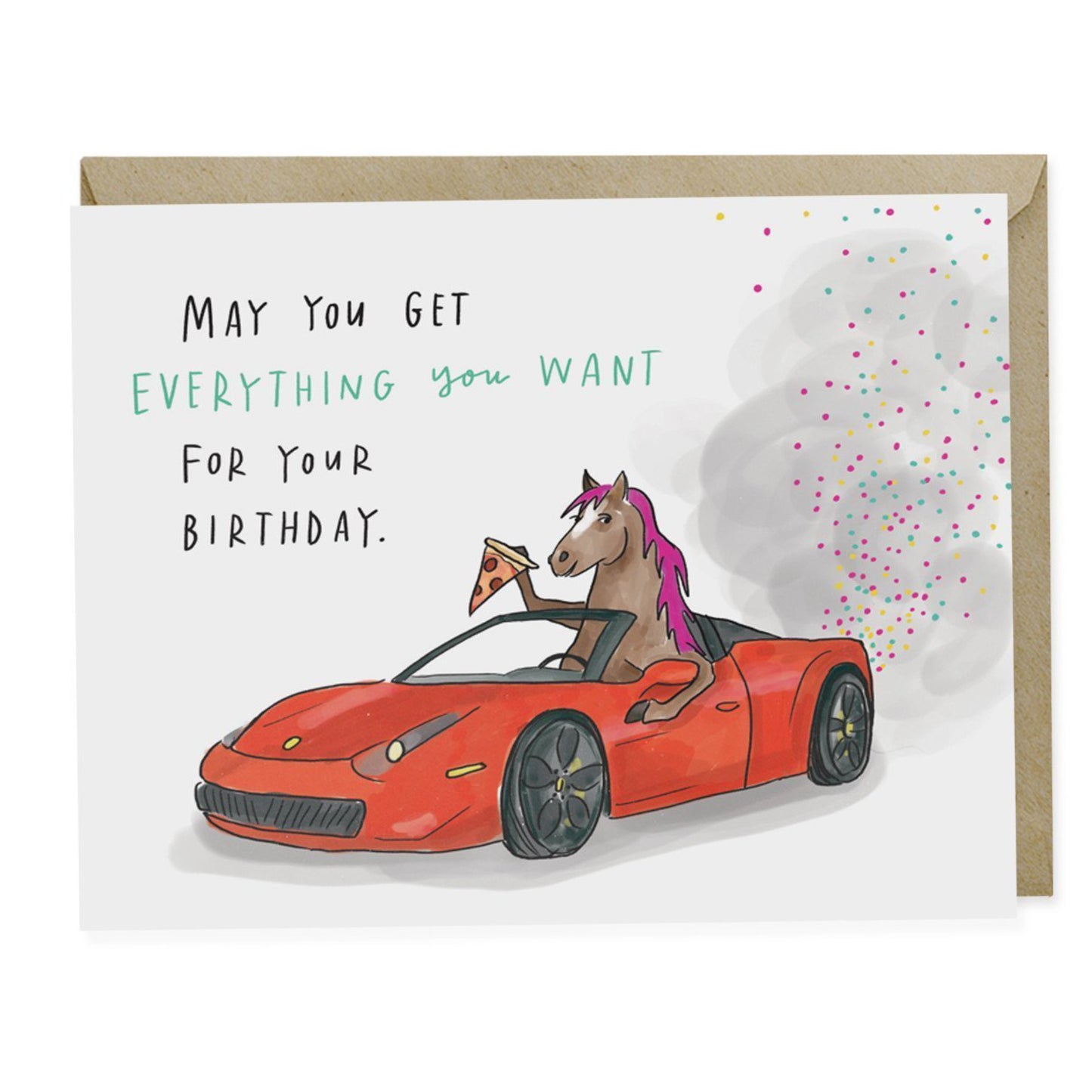Pony Ferrari Pizza Birthday Card