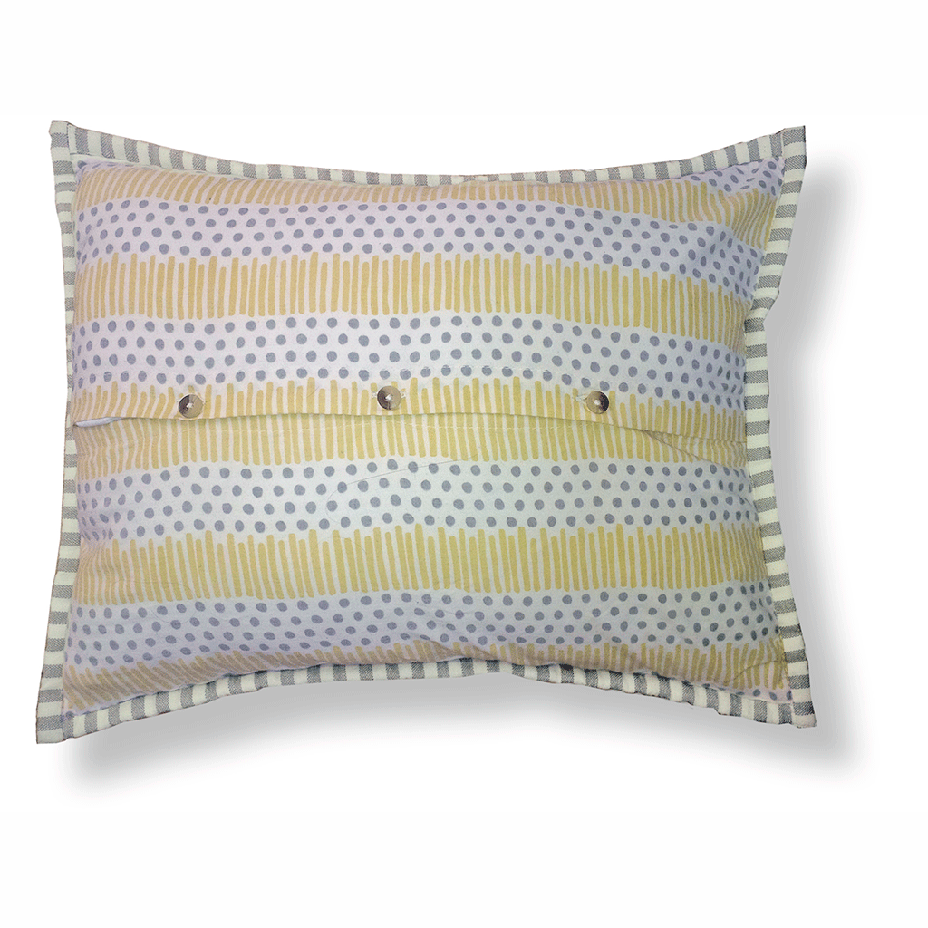 Pom Pom Pillow - Yellow/Grey