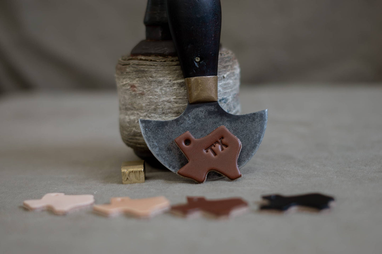 Leather Texas Key Tag | TX: Dark Brown