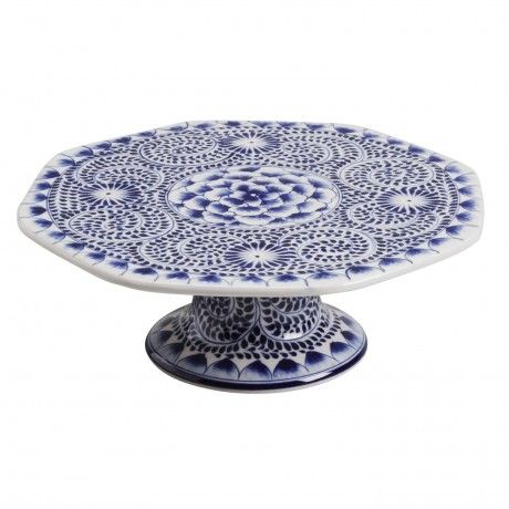 Fair Trade Floral Ceramic Cake Stand