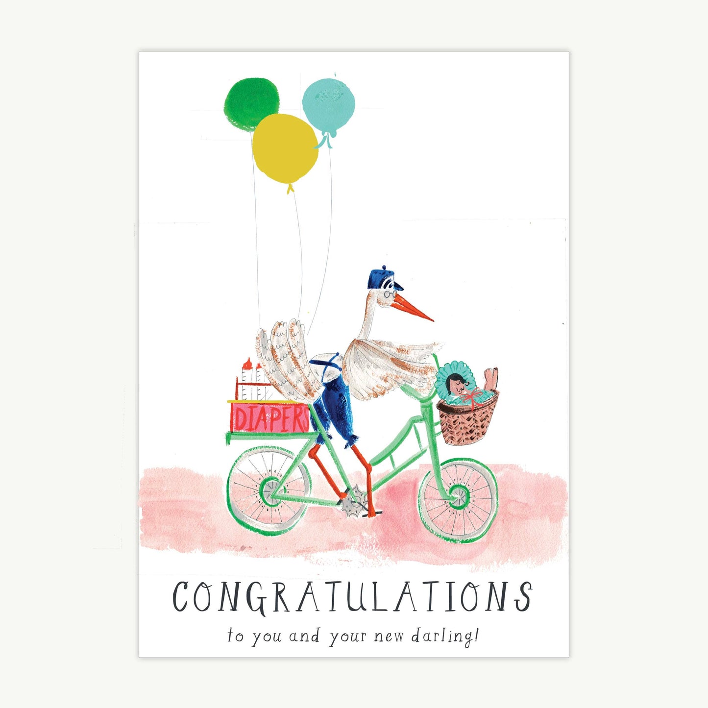 A Very Chic Stork - Greeting Card
