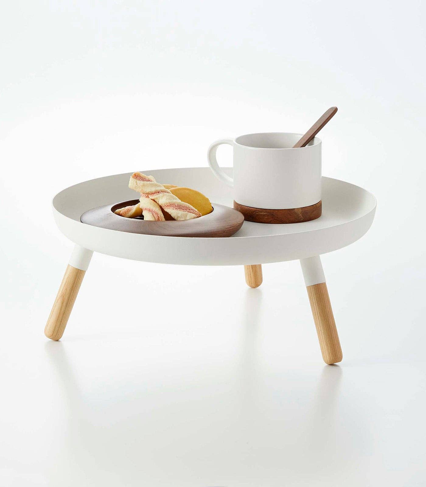 Countertop Pedestal Tray - Steel + Wood: Black
