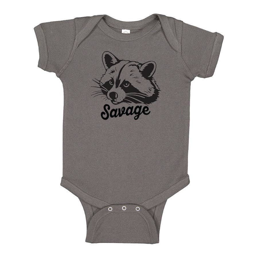 Raccoon Baby Bodysuit - Eco-Friendly, Hand-Drawn: 6/12 Month