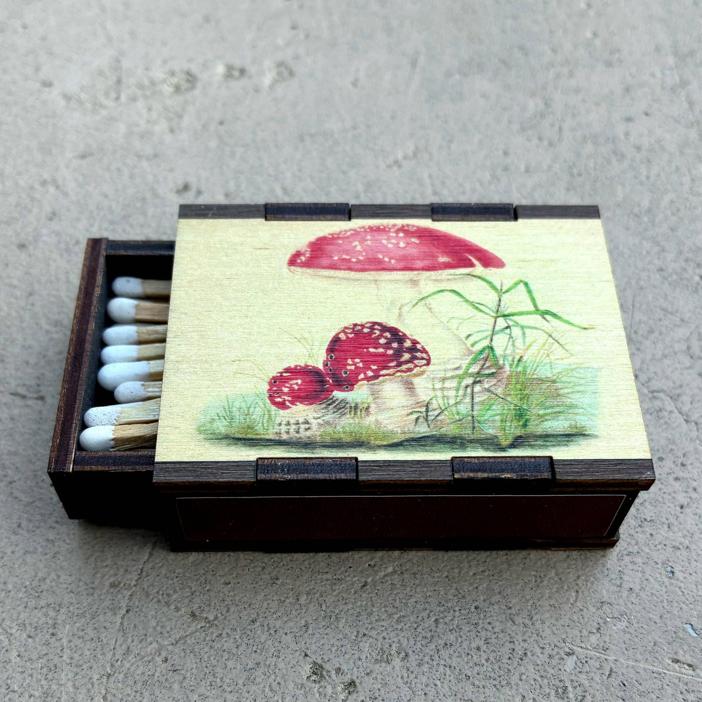 Matches • Mushroom Toadstool Wooden Matchbox