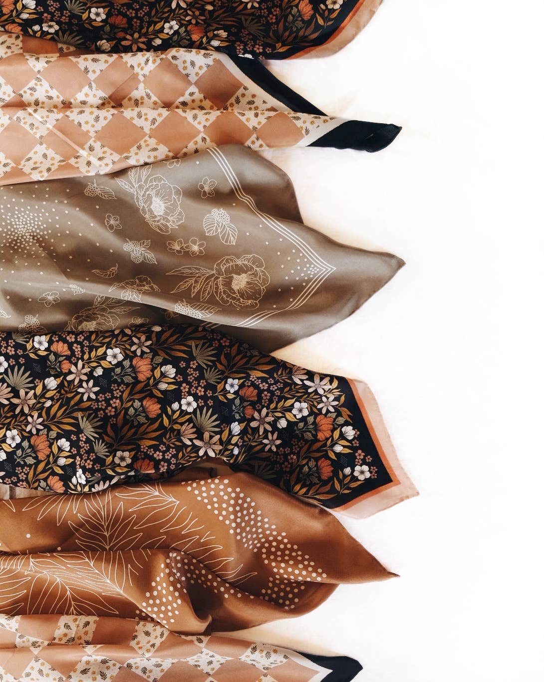 100% Silk Bandana Scarf - Tropical Palms Amber Western Style