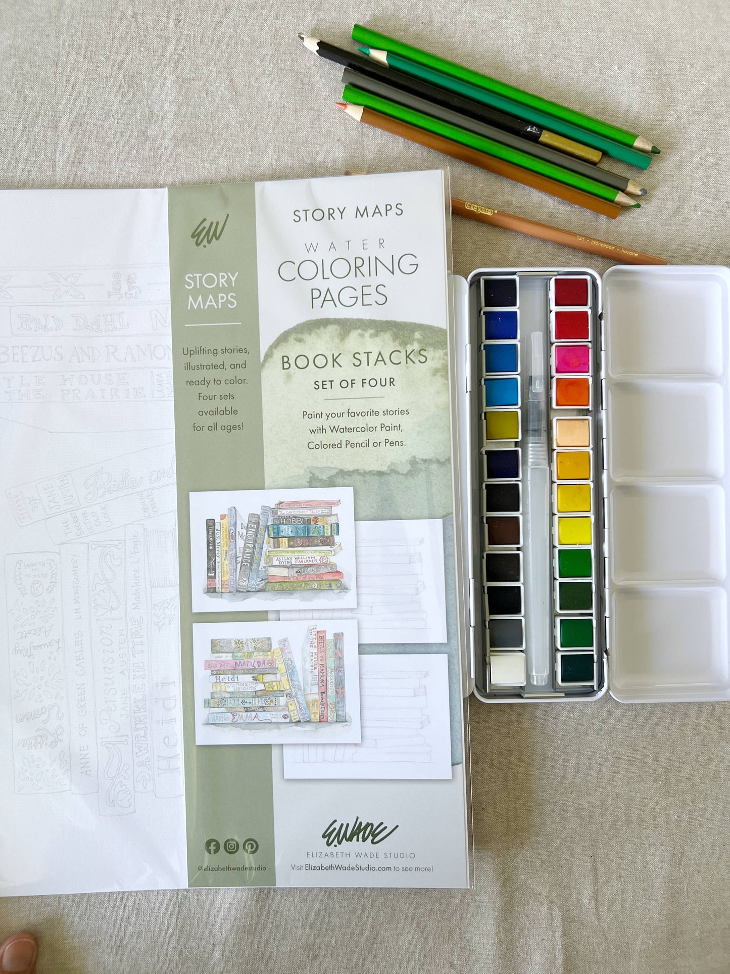 Coloring Pages: Book Stacks: Pages Only