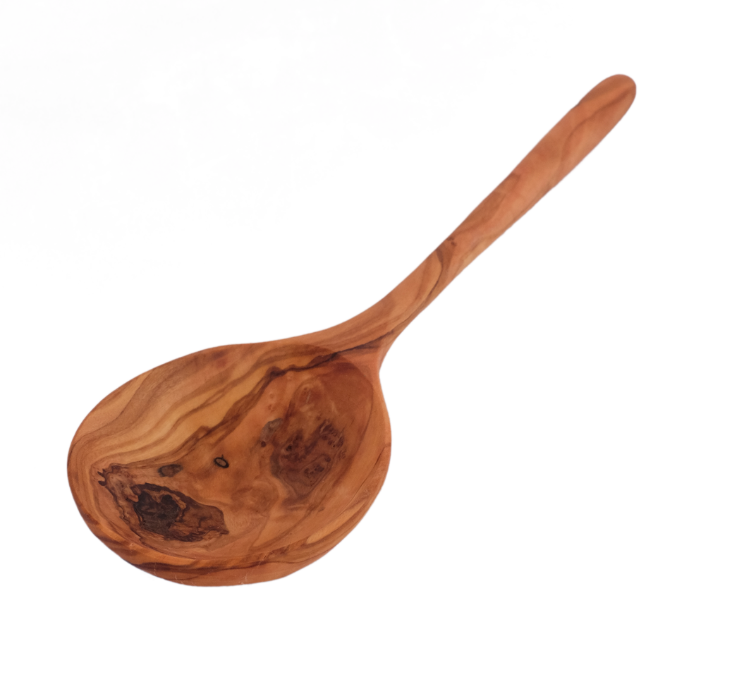 10" Deep Olive Wood Serving Spoon
