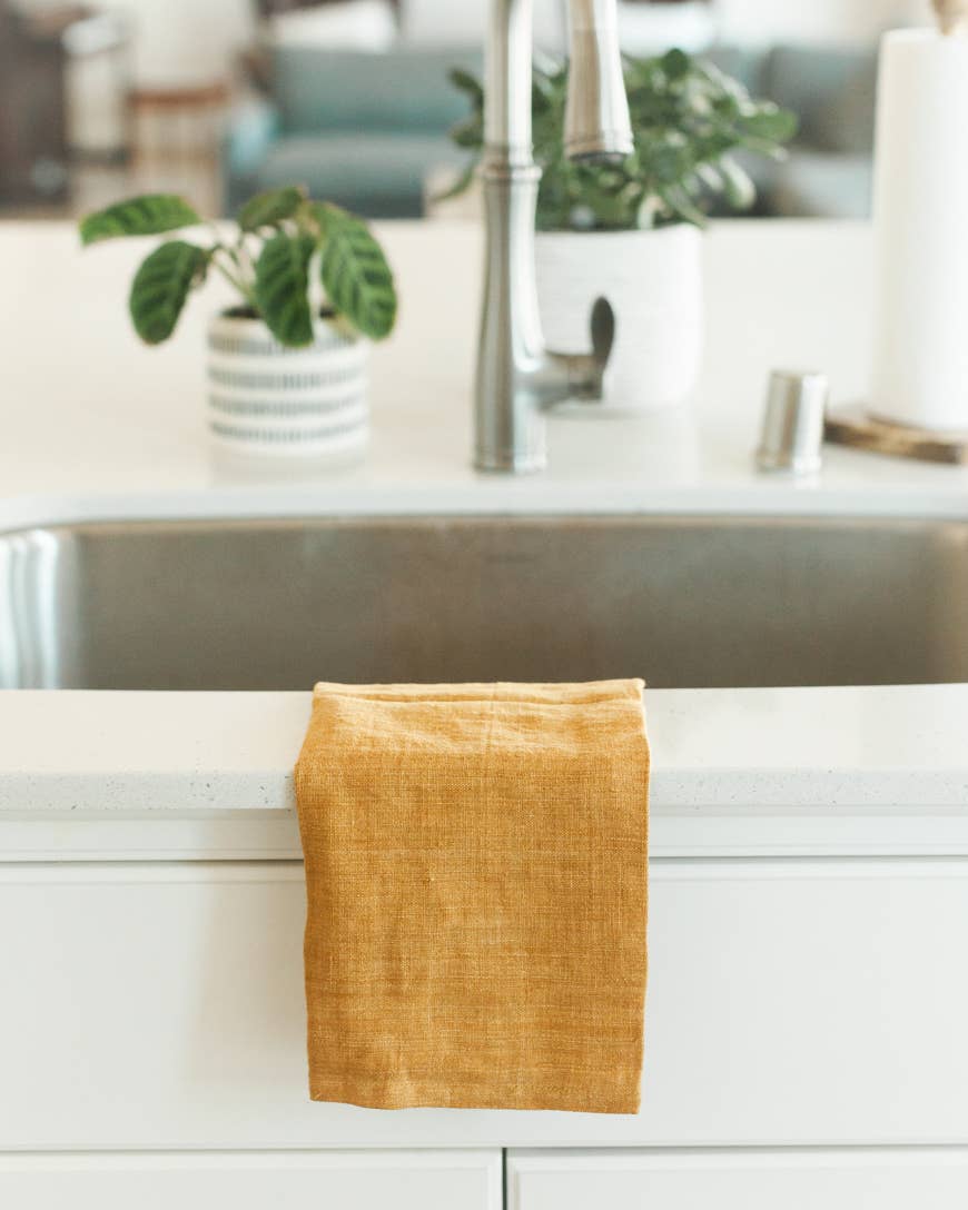 Stone Washed Linen Tea Towel | 18" x 26": Sage